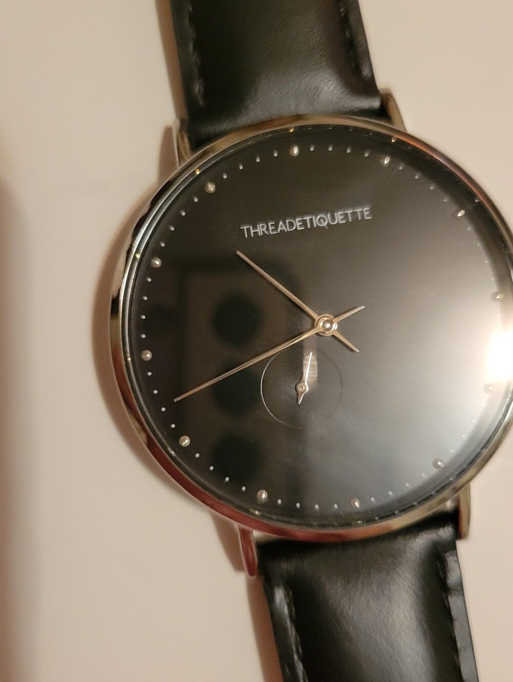 NWOT Thread Etiquette Black Leather‎ Minimalist Watch